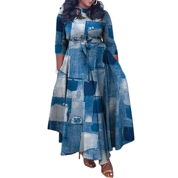 Africké Šaty pre Ženy, Plus Veľkosť Módne African Party Šaty pre Ženy Dashiki Ankara Šaty Elegantné Tlač Moslimských Maxi Šaty
