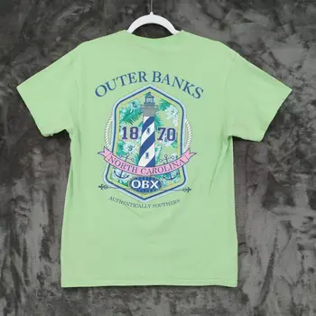 OBX Severnej Karolíne Maják Dámske Stredné Svetlo Zelené Bavlnené Tričko dlhé rukávy Top